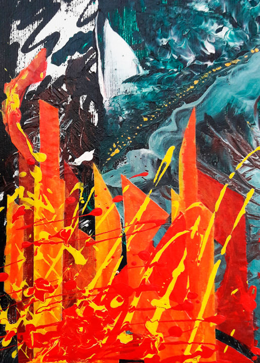 Картина под названием "Цвета осеннего горо…" - Sherri Voils, Подлинное произведение искусства, Акрил