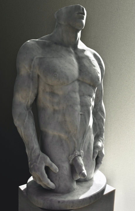 Скульптура под названием "Beautiful Man II" - Sherry Tipton, Подлинное произведение искусства, Камень