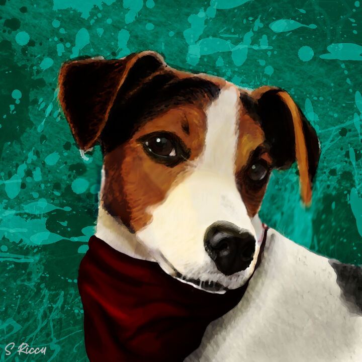 Arte digitale intitolato "Jack Russell Terrie…" da Shery Riccu, Opera d'arte originale, Pittura digitale