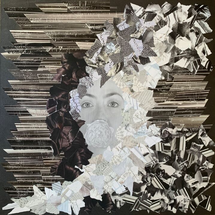 Collages intitulée "Masked" par Sheryl Goodman, Œuvre d'art originale, Collages