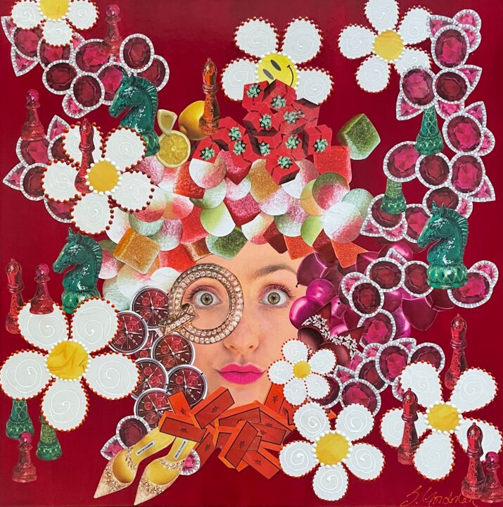 Collages intitulée "Eye Spy" par Sheryl Goodman, Œuvre d'art originale, Collages Monté sur Châssis en bois