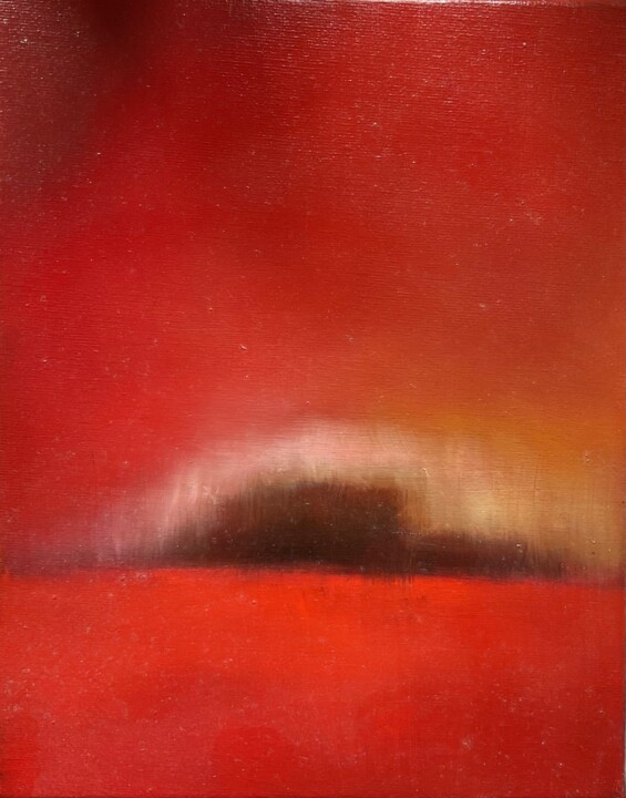 Painting titled "Rouge effervescence" by Sheshan, Original Artwork, Oil