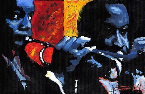 Malarstwo zatytułowany „Jazz Trumpeters” autorstwa Yuriy Shevchuk, Oryginalna praca, Olej