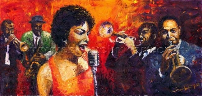 Pittura intitolato "Jazz Song" da Yuriy Shevchuk, Opera d'arte originale, Olio