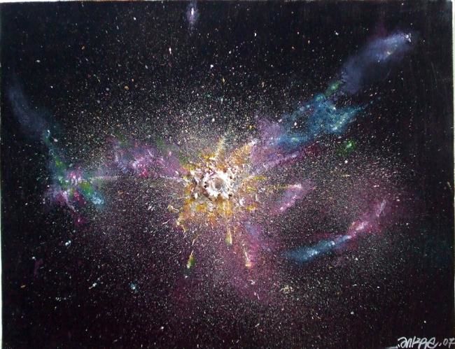 Painting titled "BIG BANG" by Nil Shewil, Original Artwork, Oil