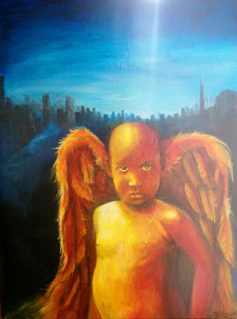 Painting titled "l'ange de l'apocaly…" by Nil Shewil, Original Artwork, Other