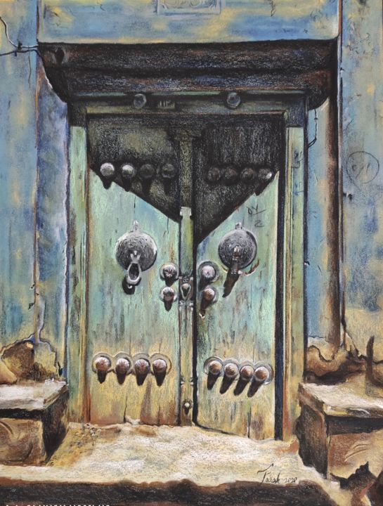 Pittura intitolato "La porte" da Farkhondeh Sheibanikia (Farah), Opera d'arte originale, Pastello