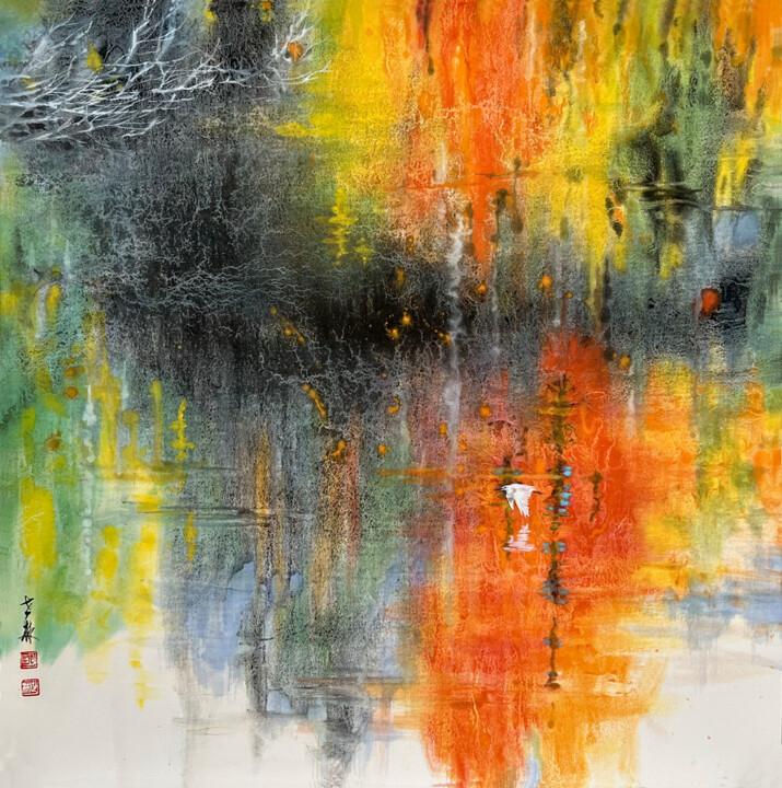 绘画 标题为“秋天的池塘” 由Shilin Ming, 原创艺术品, 水彩