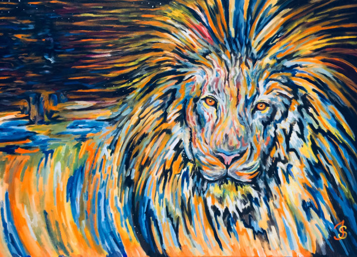Painting titled "Witch Lion" by Jessica Shilling, Original Artwork, Acrylic