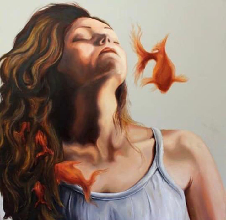 Painting titled "1- from Mind Fluid…" by Shima Ghasemi, Original Artwork, Oil