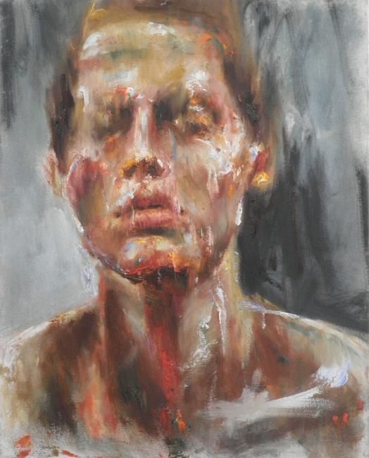 Painting titled "Portrait of a young…" by Shimrit Yariv, Original Artwork, Oil