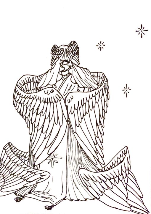Dessin intitulée "Ангел" par Shina R.S.A., Œuvre d'art originale, Encre