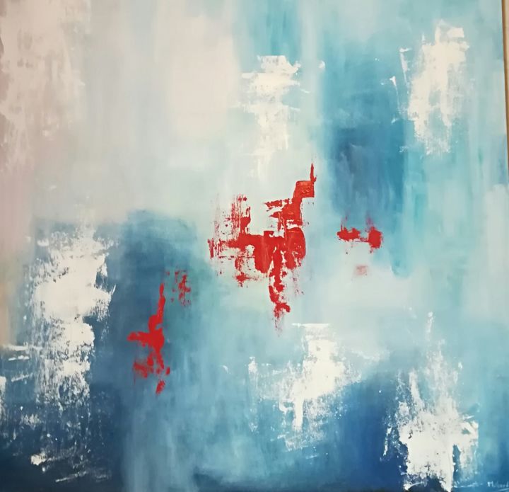 Pintura titulada "Abstraccion en rojo" por Mercedes Gordo, Obra de arte original, Oleo Montado en Panel de madera