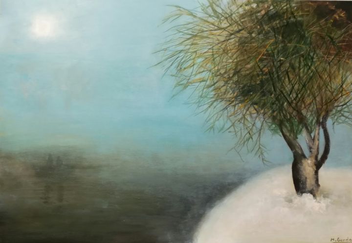 Painting titled "Winter Misty" by Mercedes Gordo, Original Artwork, Oil