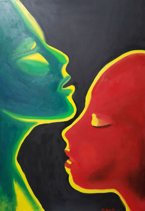 Pintura titulada "¿Es amor?" por Mercedes Gordo, Obra de arte original, Oleo