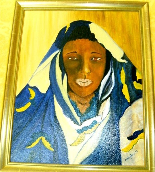 Painting titled "africaine" by Anastine Création, Original Artwork