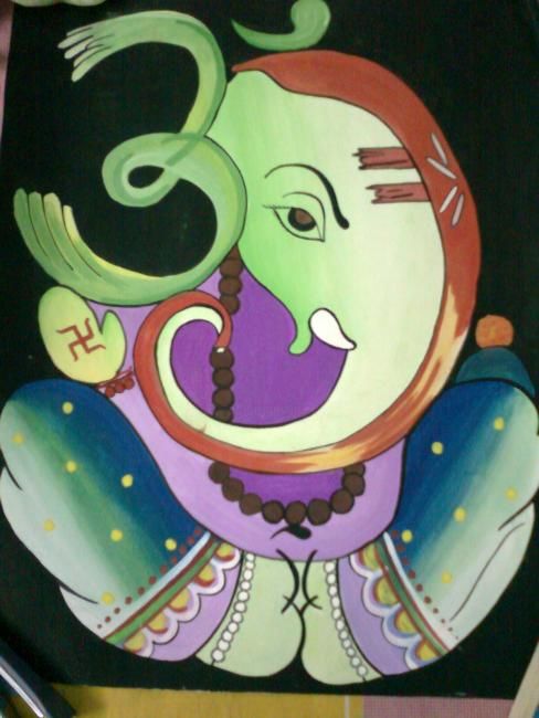 Pintura titulada "shri ganesh" por Shiprabassi, Obra de arte original, Oleo