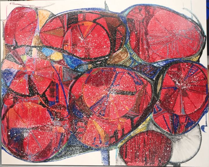 Painting titled "Red Lollipop" by Farshad Shirazi, Original Art, Acrylic