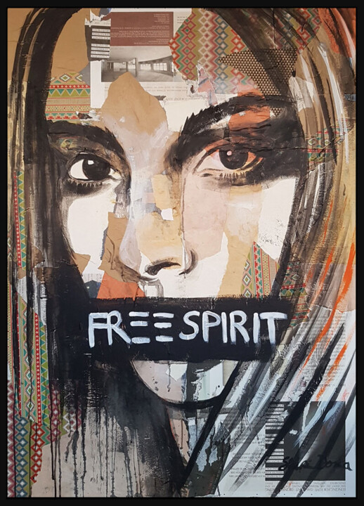 Malerei mit dem Titel "FREE SPIRIT" von Shirin Donia, Original-Kunstwerk, Acryl Auf Holzplatte montiert