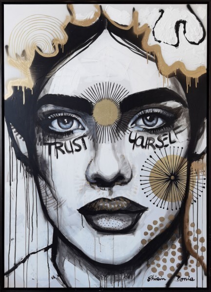 Pintura intitulada "TRUST YOURSELF" por Shirin Donia, Obras de arte originais, Acrílico Montado em Painel de madeira