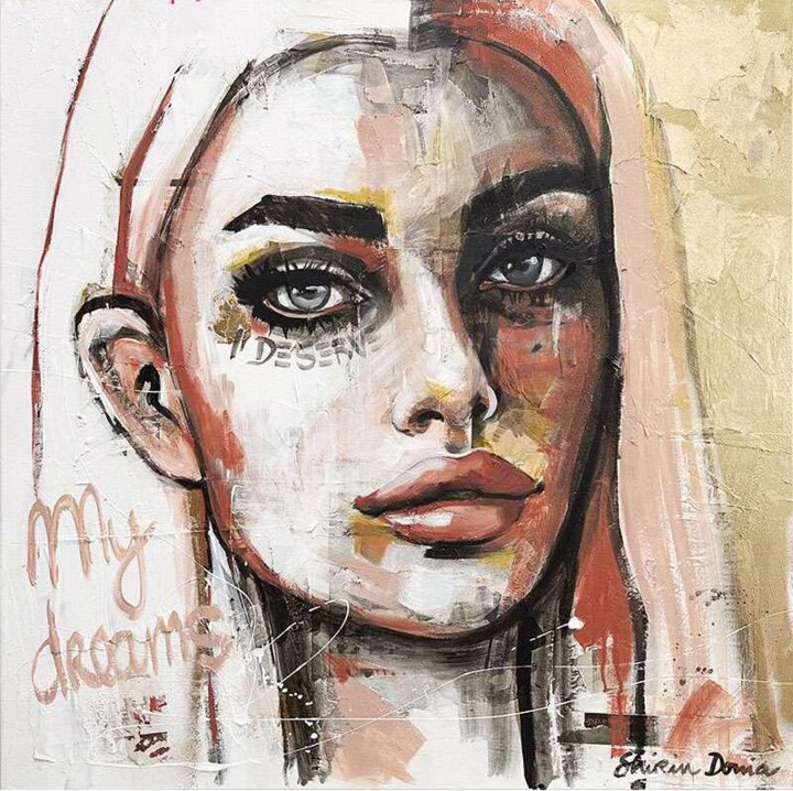Painting titled "I DESERVE MY DREAMS" by Shirin Donia, Original Artwork, Acrylic Mounted on Wood Stretcher frame