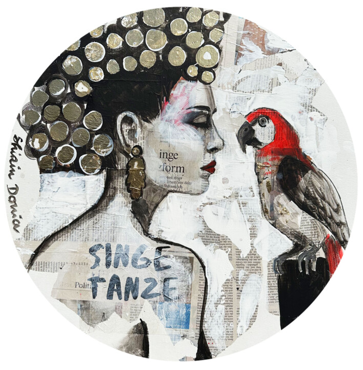 Peinture intitulée "SINGE TANZE" par Shirin Donia, Œuvre d'art originale, Acrylique