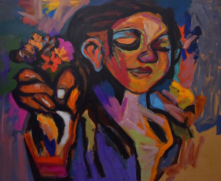 Peinture intitulée "For My Love" par Shirin Moayya, Œuvre d'art originale, Acrylique