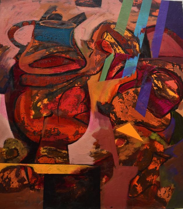 Painting titled "Inward Organized" by Shirin Moayya, Original Artwork, Acrylic