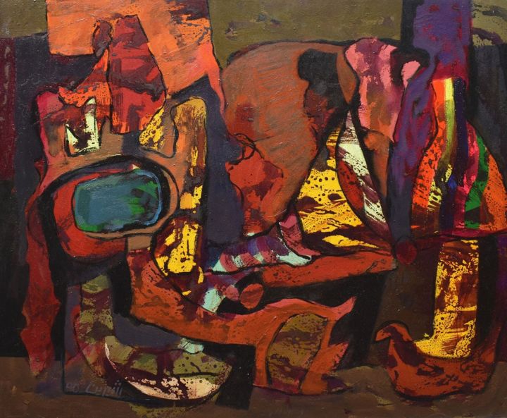 Painting titled "Inward Organized" by Shirin Moayya, Original Art, Acrylic