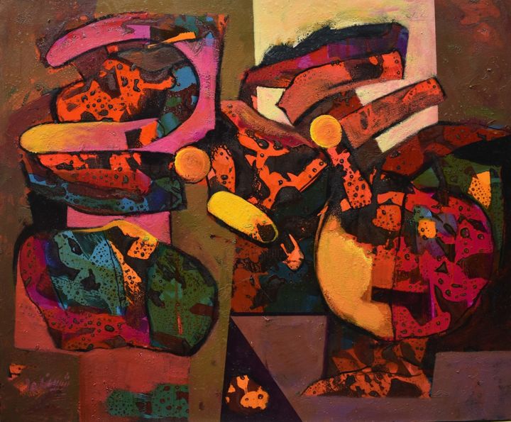 Peinture intitulée "Inward Organized" par Shirin Moayya, Œuvre d'art originale, Acrylique