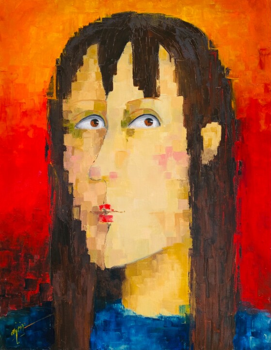 Painting titled "Shock and denying" by Shirin Moin Vaziri, Original Artwork, Oil