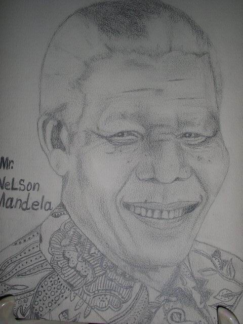 Drawing titled "Mr Nelson Mandella" by Shirley Hurst, Original Artwork, Other