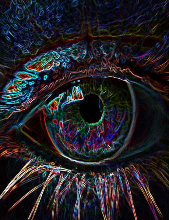Fotografie mit dem Titel "Neon Eye" von Shiro Lilium Art, Original-Kunstwerk, Manipulierte Fotografie