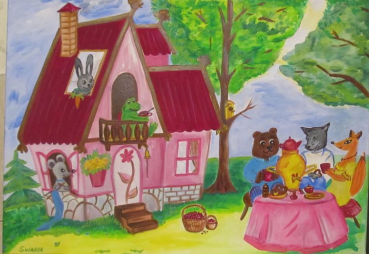 Painting titled "Fairy tale for kids…" by Tatiana Shirova, Original Artwork, Acrylic