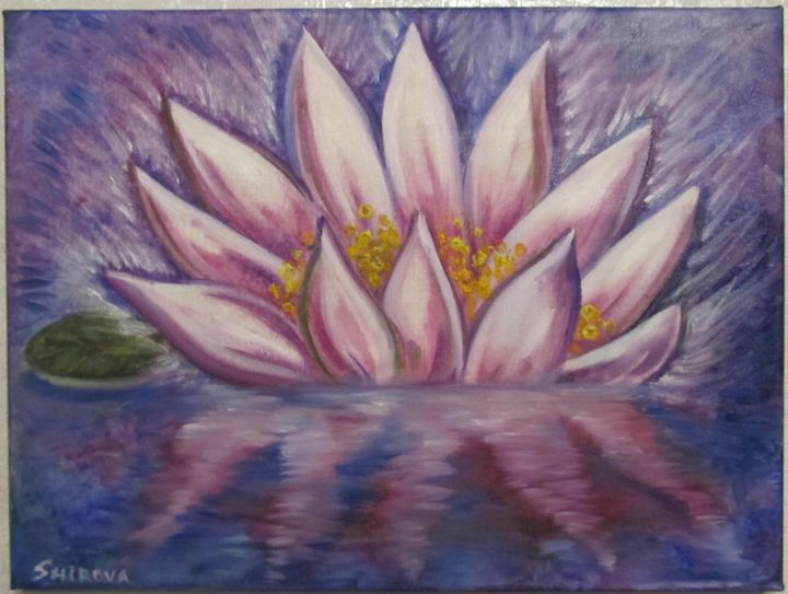 Painting titled "The Lotus that brin…" by Tatiana Shirova, Original Artwork, Oil