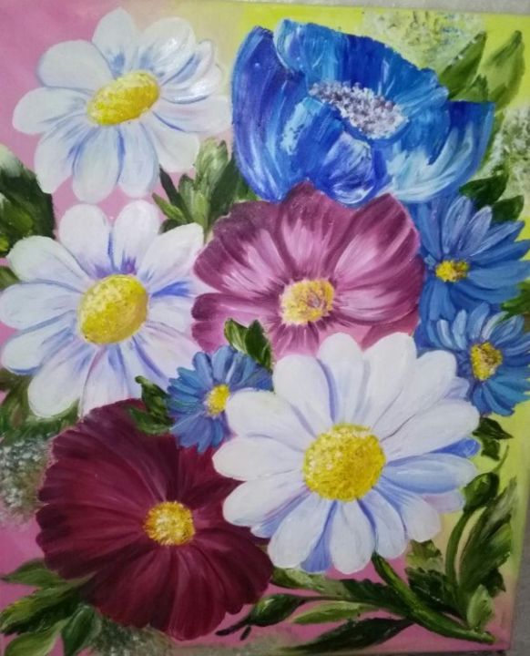 Malerei mit dem Titel "Flowers from depres…" von Tatiana Shirova, Original-Kunstwerk, Öl