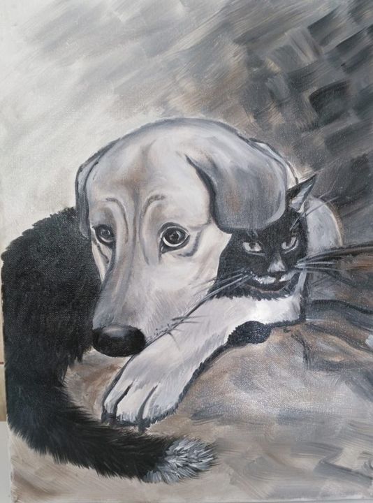 Painting titled "This is my cat!!!" by Tatiana Shirova, Original Artwork