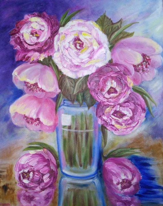 Painting titled "Love bouquet" by Tatiana Shirova, Original Artwork, Oil