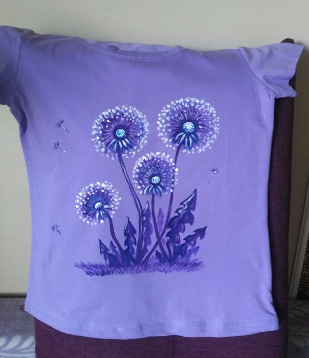 Текстильное искусство под названием "Painting t-shirts.…" - Tatiana Shirova, Подлинное произведение искусства, Акрил