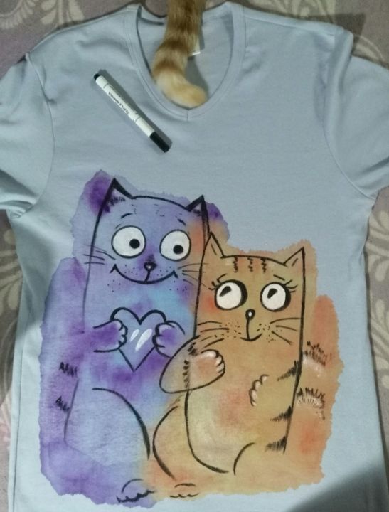 纺织艺术 标题为“Painting t-shirts.…” 由Tatiana Shirova, 原创艺术品, 丙烯