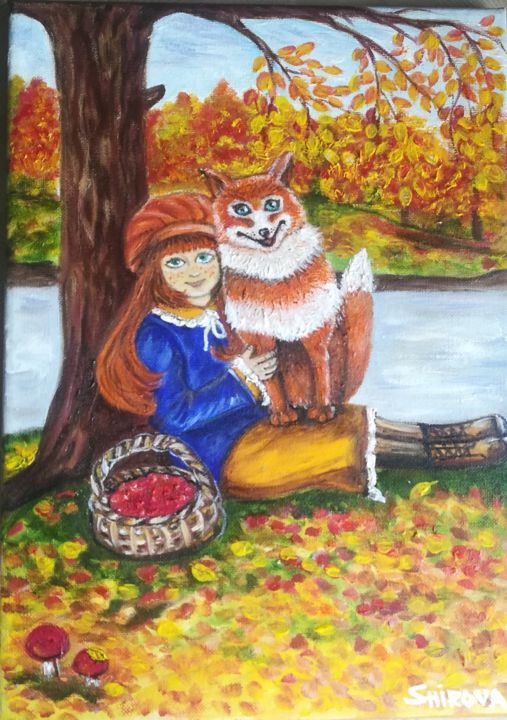 Картина под названием "Chanterelles" - Tatiana Shirova, Подлинное произведение искусства, Масло Установлен на Деревянная рам…