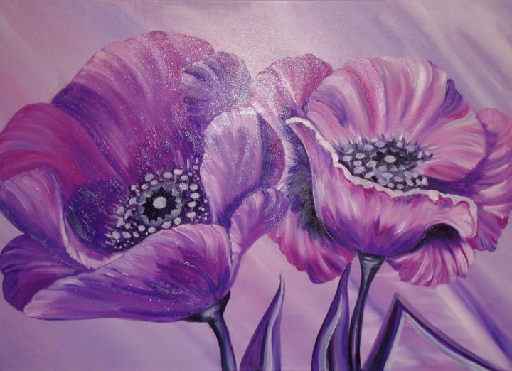 Painting titled "Reiki. Space poppie…" by Tatiana Shirova, Original Artwork, Oil