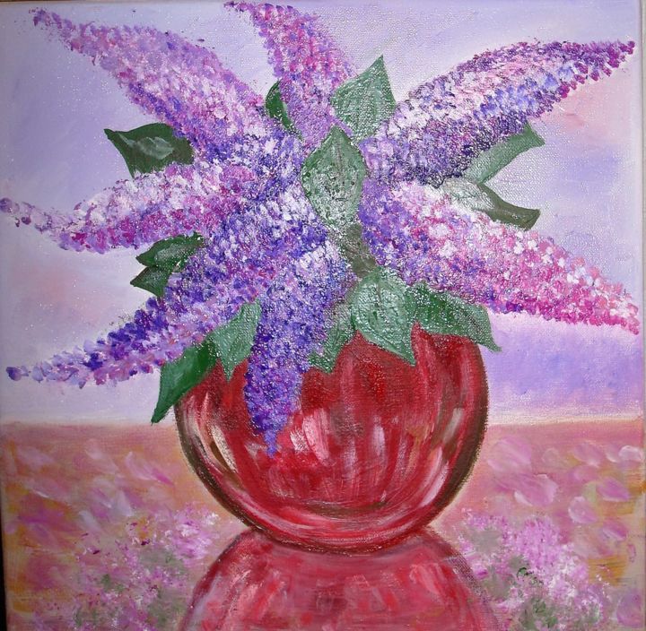 Painting titled "a bouquet of lilacs" by Tatiana Shirova, Original Artwork, Oil