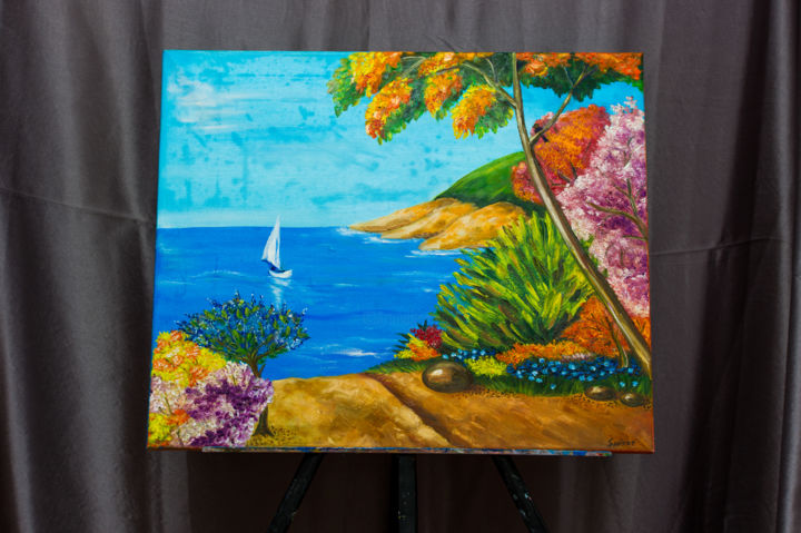 Painting titled "island" by Tatiana Shirova, Original Artwork, Oil