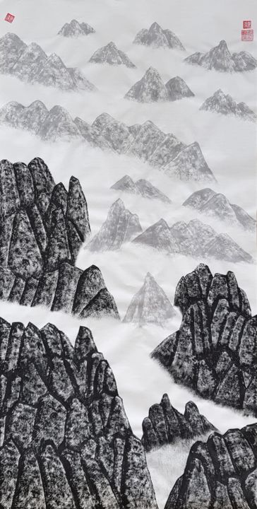 Pittura intitolato "mountain spirit2" da So Hyon Kim, Opera d'arte originale, Inchiostro