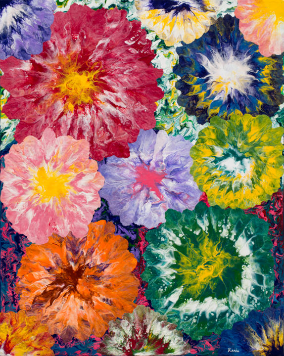 Картина под названием "abstract flower1" - So Hyon Kim, Подлинное произведение искусства, Акрил