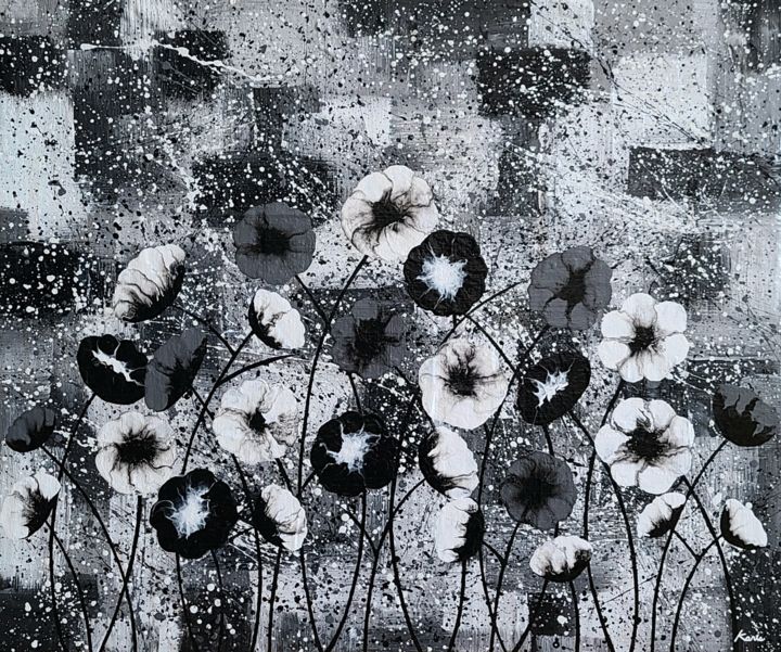 Painting titled "memory of flowers3" by So Hyon Kim, Original Art, Acrylic