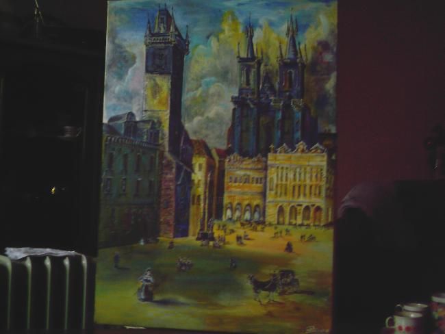 Pittura intitolato "Praga: copia dei au…" da Rudina Shkodra, Opera d'arte originale