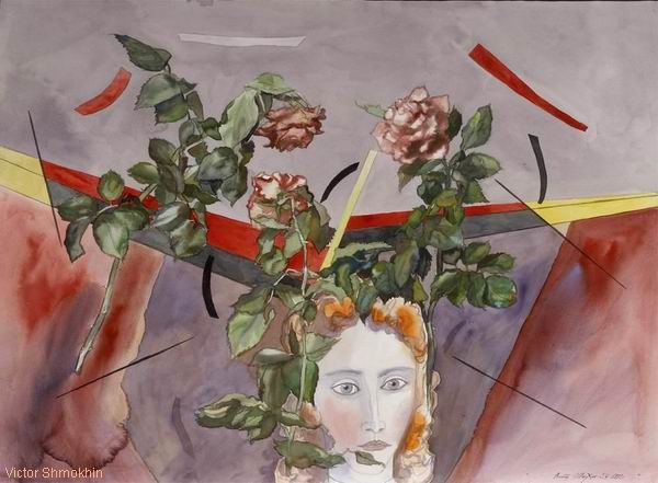 Картина под названием ""Юность и розы".  Б…" - Victor Shmokhin, Подлинное произведение искусства