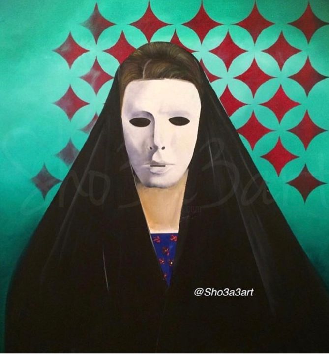 Painting titled "Mask" by Shuaa Alrasheidi, Original Artwork, Oil